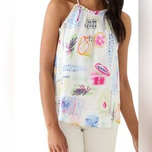 *NWT* Crown & Ivy Sleeveless Printed Ruffle Halter Top in “Multi Fruit” Sz. XL